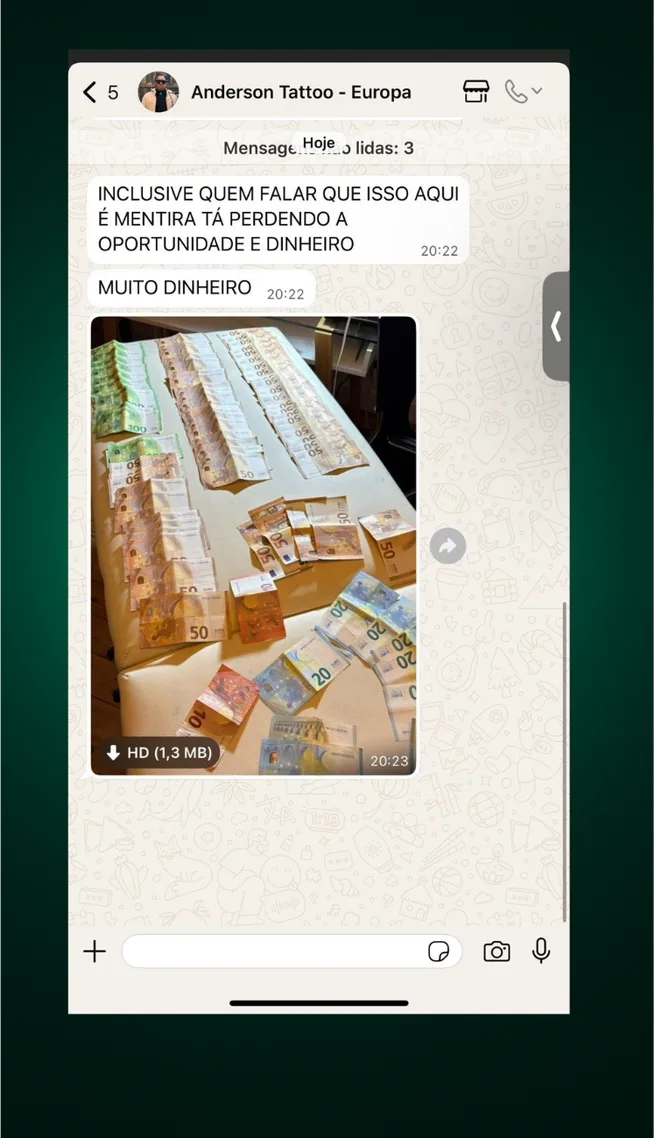 Print de WhatsApp validando os resultados do método