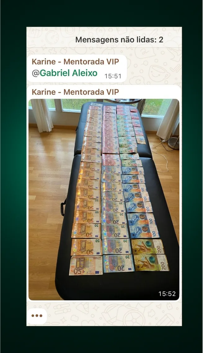 Karine, mentorada VIP — faturamento organizado em euros